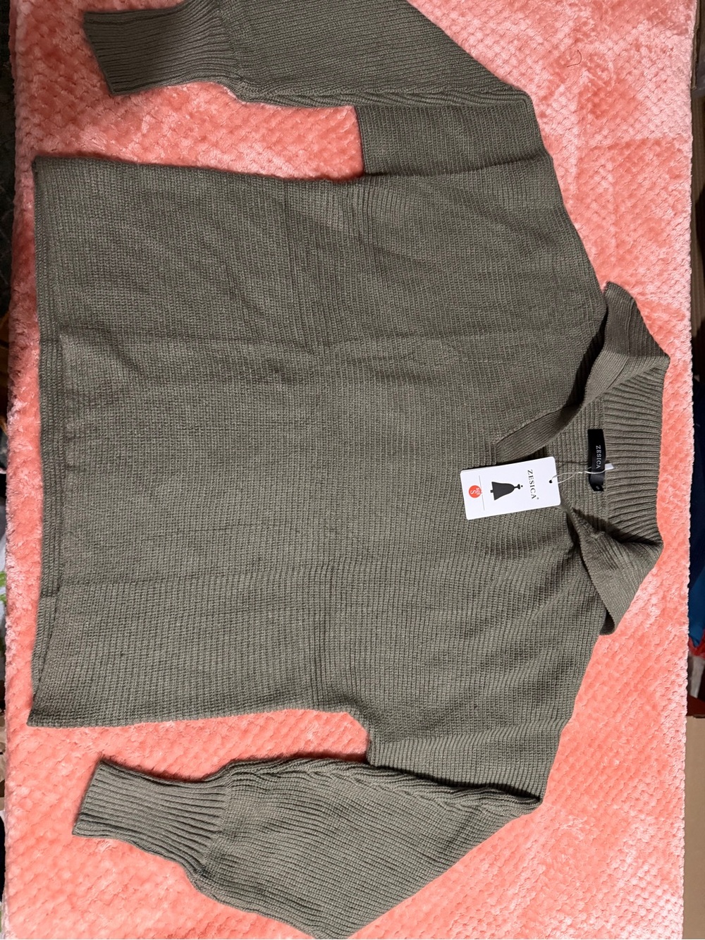 Off-the-Shoulder Olive Green Ribbed Sweater